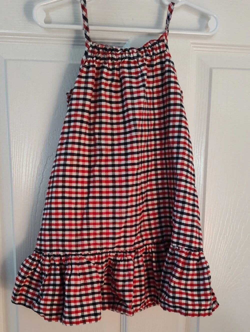 Old Navy Red, White & Navy Plaid Button-Front Sundress